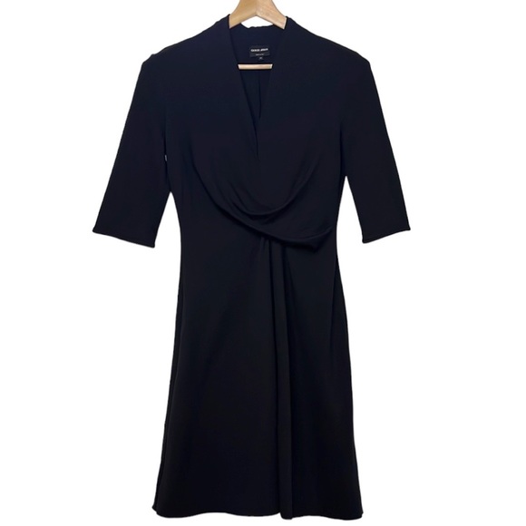 Giorgio Armani Dresses & Skirts - Giorgio Armani Black Milano Faux Wrap Drape Jersey Dress Size 42 Size 6